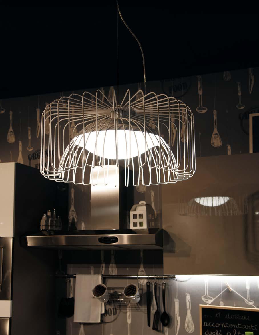 Sospensione LED in fili di metallo bianco-nero con diffusore centrale opale 24W 2740LM 4000°k COUGAR Sospensione LED in fili di metallo bianco-nero con diffusore centrale opale 24W 2740LM 4000°k COUGAR